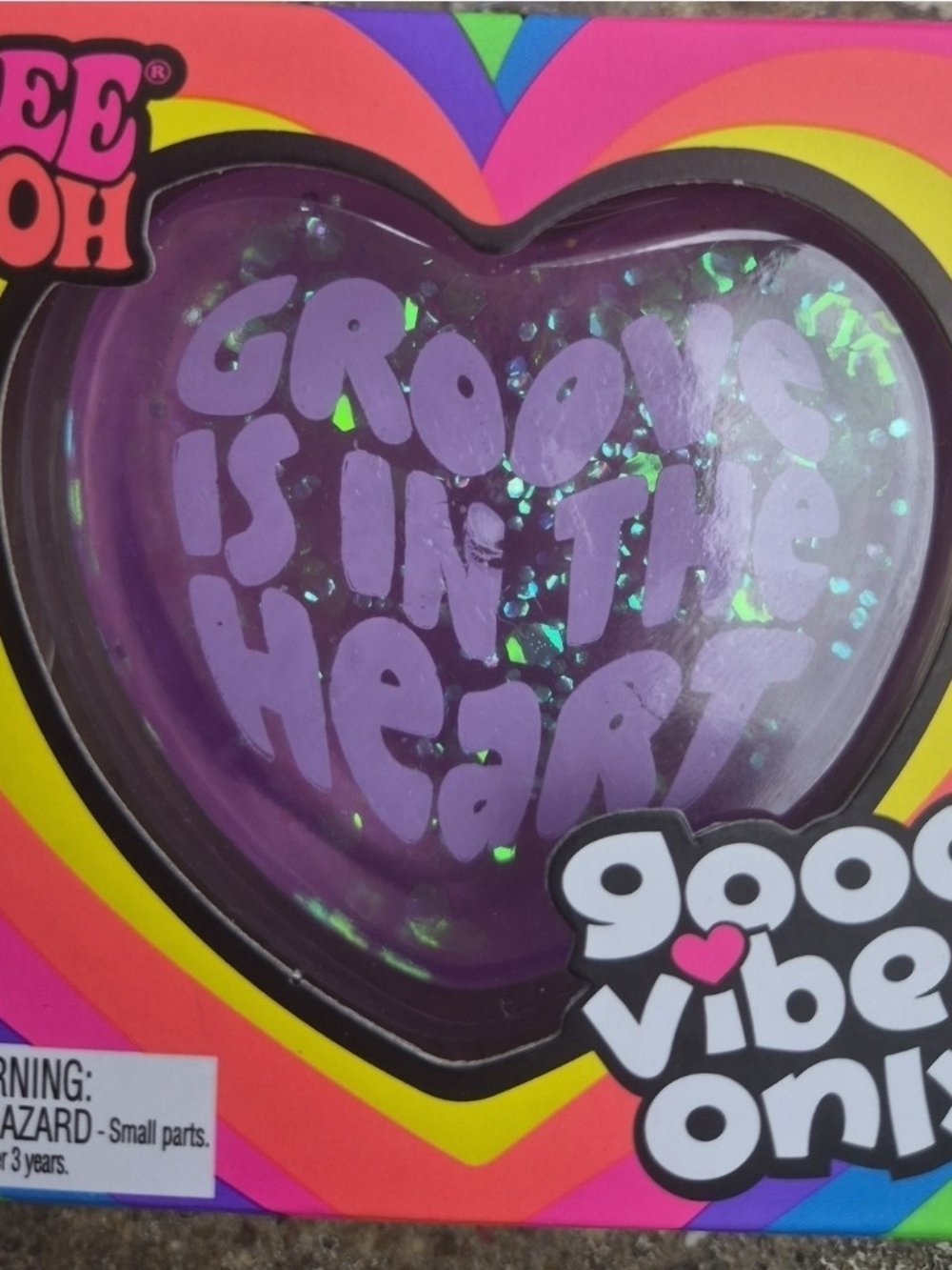 Rare * Needoh Good Vibes Heart Shaped Squishy * AUTHENTIC * Purple GLITTER
